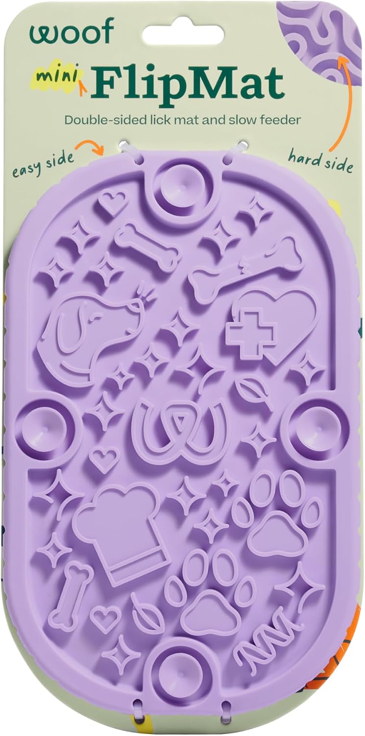 Woof FlipMat, Dual-Sided Dog Lick Mat & Slow Feeder - Lavender / Mini