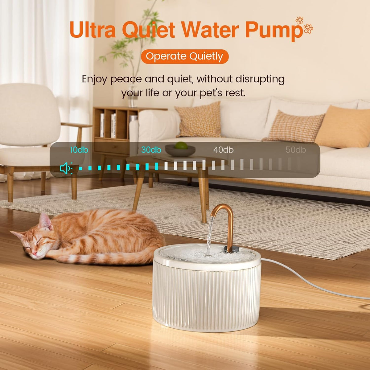Ceramic Cat Water Fountain, All-Ceramic Body, Pure Copper Spout – Essentials for Cats - Beige Cat Fountain + 3 Filters + 3 Sponges - image 3