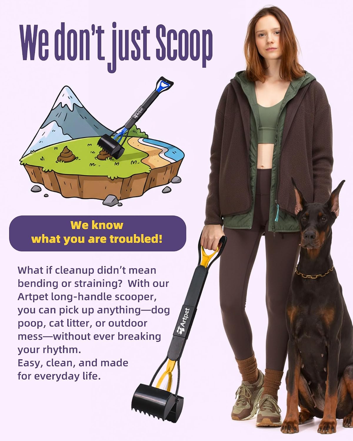 32" Dog Pooper Scooper, Long Handle Scoop for Yard & Grass – Essentials for Dogs - Value 2-Pack - image 4