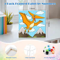 MISCER paint by numbers 4-pack with framed 8x8 inch landscape canvases, acrylic paints and brushes - view 19