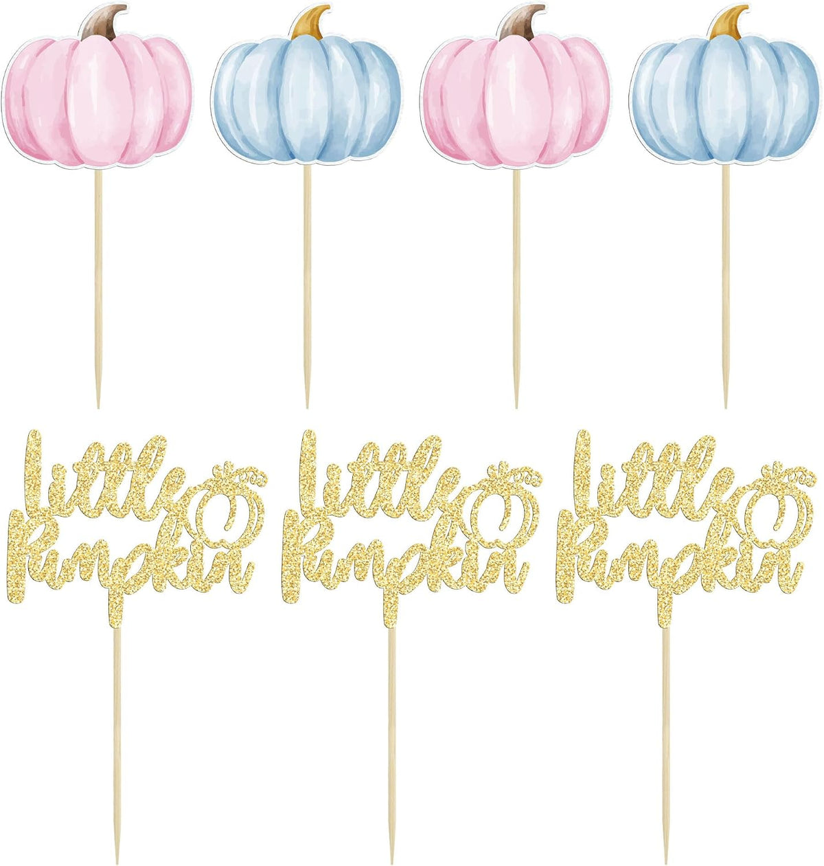 Gyufise 24Pcs Pumpkin Oh Baby Cupcake Toppers Pink Fall Pumpkin - Multi 2 - image 3