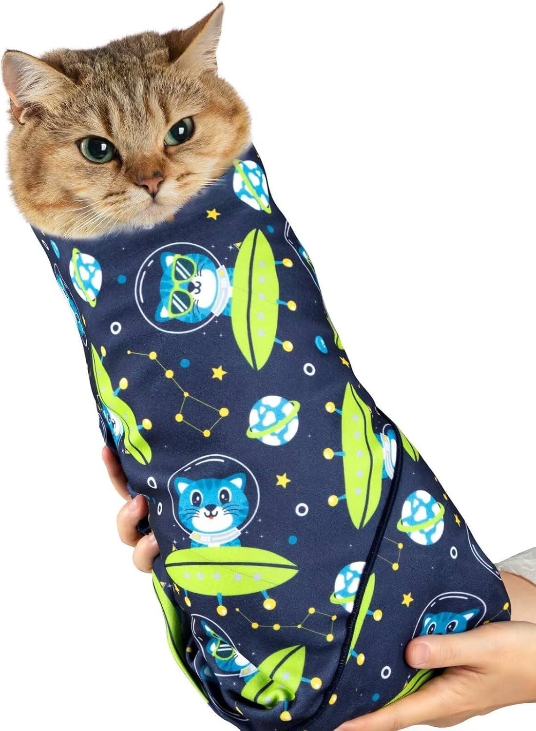Paw Legend 27.6" Cat Wrap for Grooming Cat Wrap for Cutting Nails Cat - L(27.6'x27.6") / Alien Cat