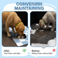 Cat Food Mat, 12"x 20" Cat Dog Mats for Food and Water Bowl - 16"L x 24"W / Blue & White - image 4