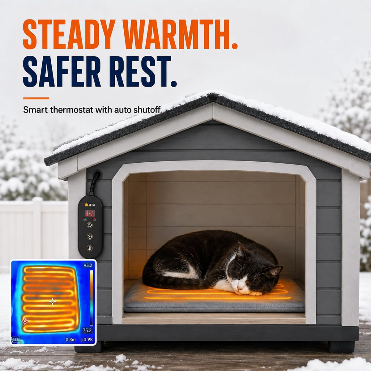 PETNF outdoor heated pet pad with adjustable temperature control box, 20 x 16 inches - view 3