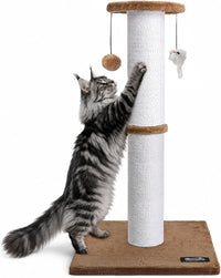 34-Inch Tall Cat Scratching Post for Large Cats, Stable Base - Tan