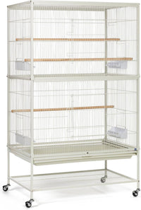 Prevue Pet Products Wrought Iron Bird Flight Cage w/Wheels, L - Flight Bird Cage - White / 31.0"L x 20.5"W x 53.0"H