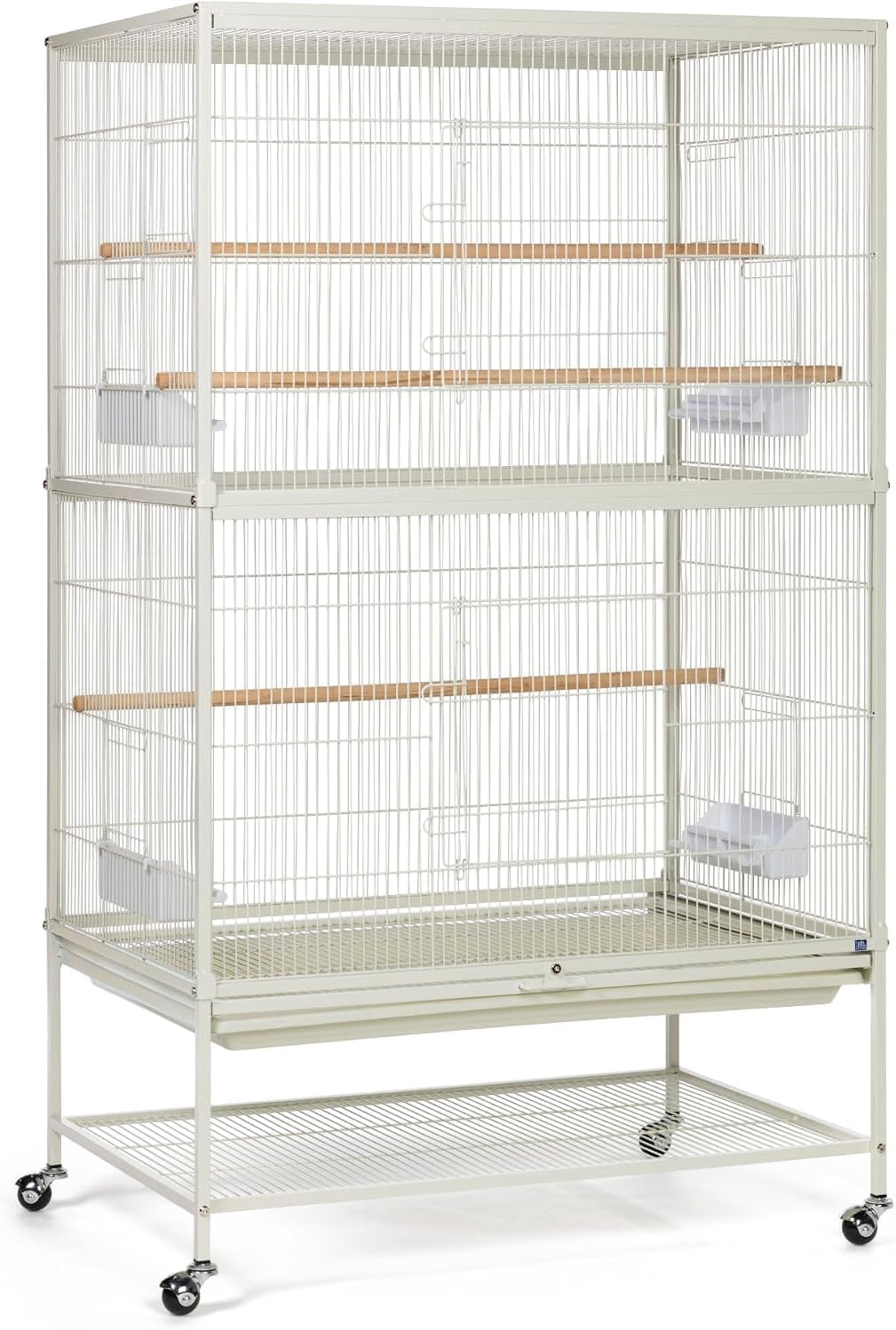 Prevue Pet Products Wrought Iron Bird Flight Cage w/Wheels, L - Flight Bird Cage - White / 31.0"L x 20.5"W x 53.0"H