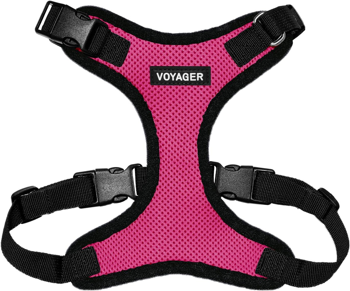 Voyager Step-in Lock Dog Harness, Pink - Harness (Fuchsia/Black Trim) / S (Chest: 15 - 18")