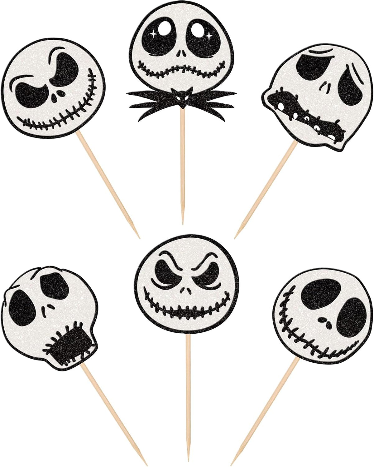 24 PCS Halloween Bat Cupcake Toppers Black Glitter Bat Cupcake Picks - Pattern B9 - image 3
