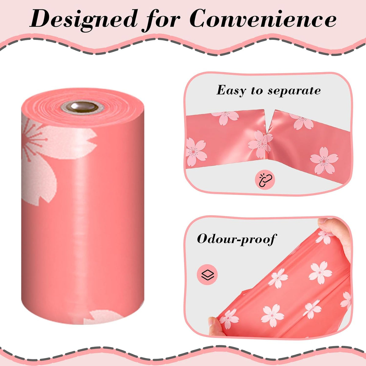 Cherry Blossom Scented Dog Poop Bags, 42 Rolls 630 counts - pink / 360 Count (Pack of 1) - image 3