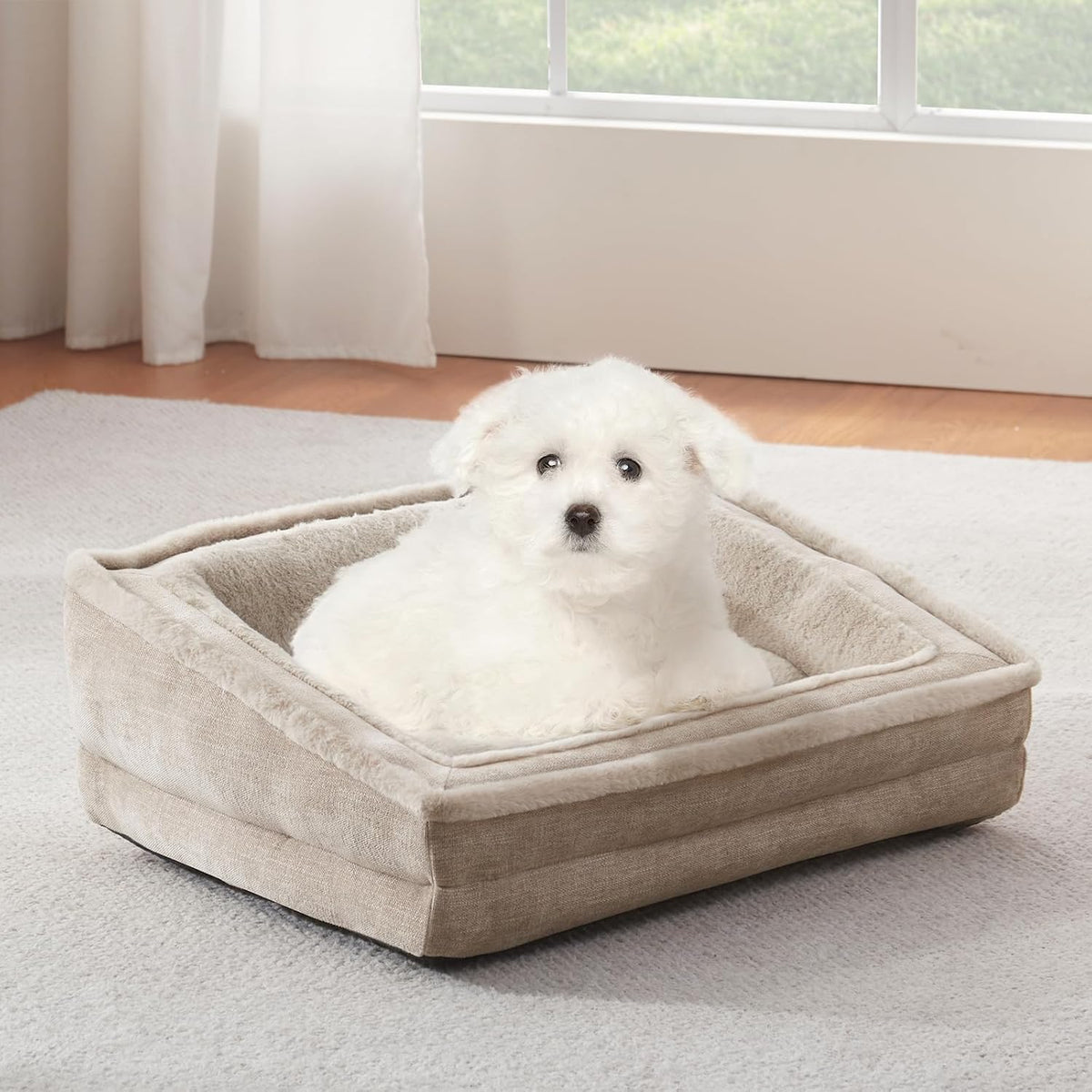 Cat Couch for Pets, Washable Cat Beds for Indoor Cats - Beige / 26"L x 20"W x 9"Th