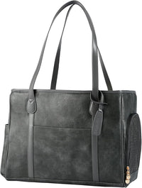 Stylish Dog Purse Carrier, Leather Pet Carrier Bag for Small Dogs Cats Puppy, Airline Approved Soft-Sided Carrier Grey