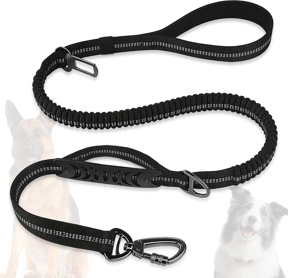 Dog Leash Heavy Duty, Bungee Leash Reflective Car Seat Belt for Dogs Brown – Essentials for Dogs - Black