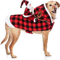 Santa Dog Costume, Dog Christmas Outfit, Riding Pet Costume - Plaid / XXXL(Neck:23.6-29.5'' Chest:27.5-37.4")