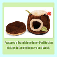Guinea Pig Hideout Hamster Cage Accessories,Stump Style Soft Washable Hedgehog,Ferret,Rat Hammock for Cage,Chinchilla,Ferret, Bunny Bed,Small Animal Houses & Habitats(M)