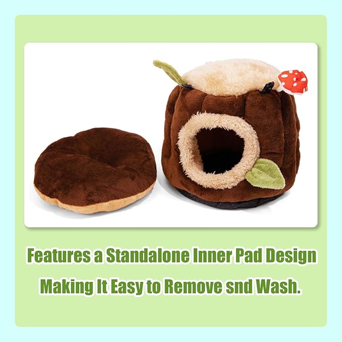 Guinea Pig Hideout Hamster Cage Accessories,Stump Style Soft Washable Hedgehog,Ferret,Rat Hammock for Cage,Chinchilla,Ferret, Bunny Bed,Small Animal Houses & Habitats(M)