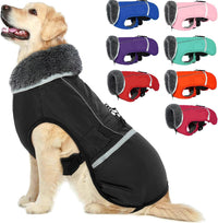 QBLEEV Warm Dog Coat, Reflective Dog Jacket - Black / XX-Large