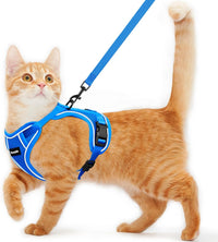Cat Harness and Leash for Walking Escape Proof Soft Adjustable Cat - Blue / XS (4-6lb)