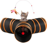 Love's cabin Cat Tunnel for Indoor Cats - Black&Orange / S (23.6"x13"x11")