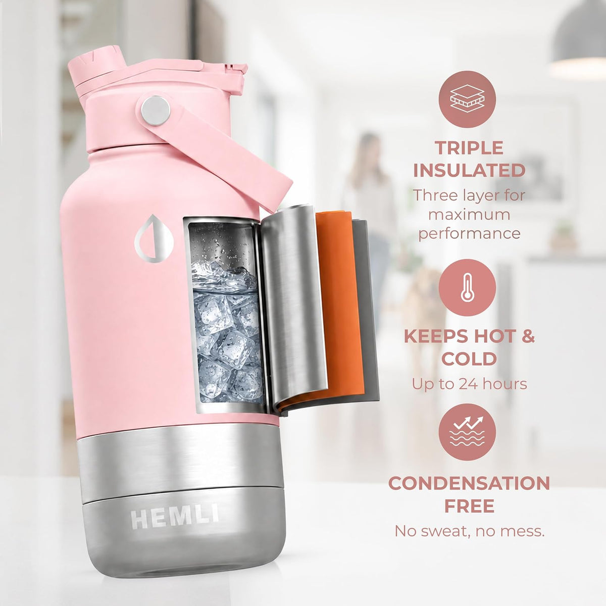 32 oz. Dog Water Bottle, Insulated Dog Travel Water Bottle - Pink / 32 oz - image 3
