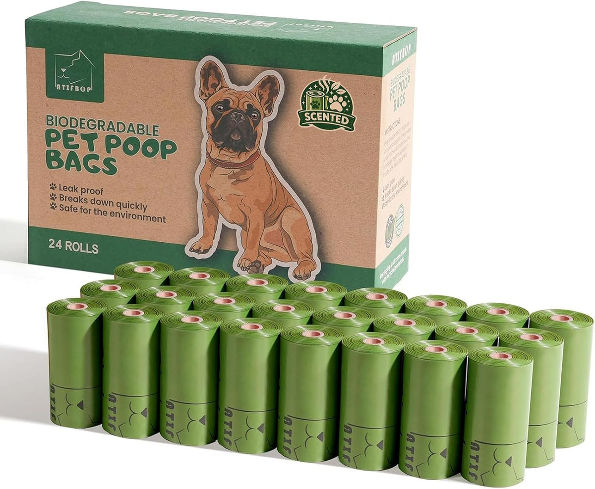 ATIFBOP Biodegradable Dog Poop Bags Rolls 360 Count Scented - 360 Count (Pack of 1) / Lemon Scent