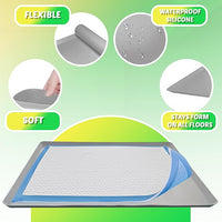 TidyFriend Dog Pee Pad Holder Tray Fits for 27.5” x 44” Wee Wee Pee Pads - Stable Grip, Raised Edges, Quick-Wipe Silicone Surface Dog Potty Tray Holder for Indoor Flooring Protection (Light Grey)