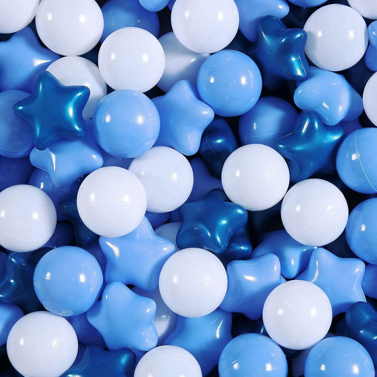 Realhaha Ball Pit Balls Star Shapes Plasticballs for Ballpit Playpen – Fun for Kids & Family - Pearl Blue Blue White / 100