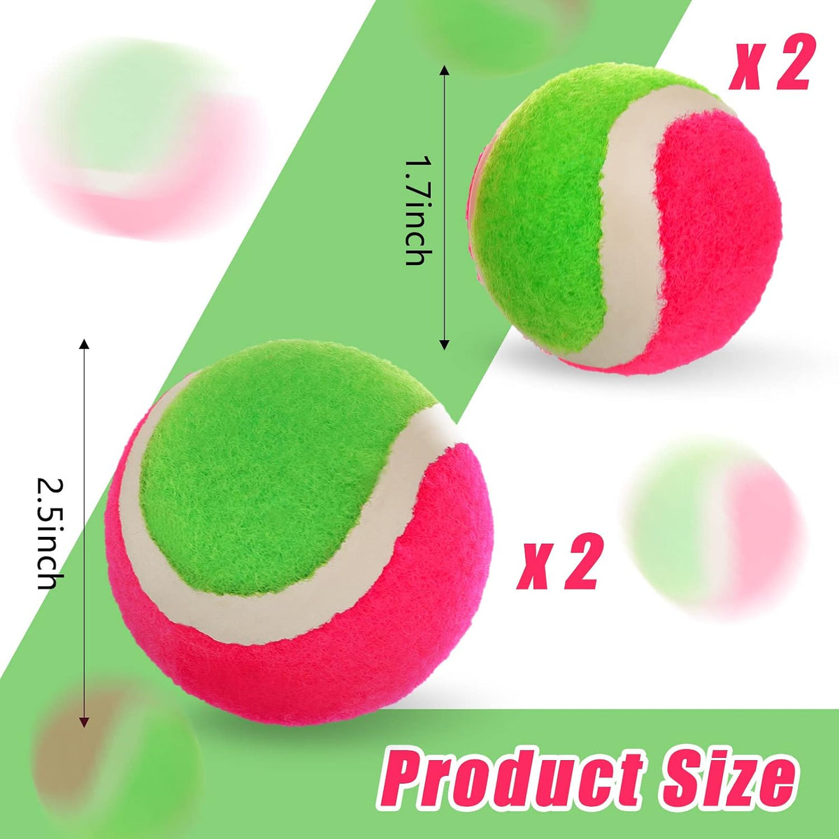 Hanaive toss and catch replacement balls, 4 rubber balls in two sizes - view 2