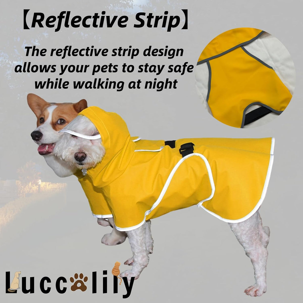 Dog Rain Jacket with Hood for Small Pet - Yellow / X-Small - image 2