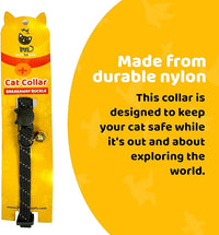 BirdsBeSafe® Break Away Cat Collar with Bell, Reflective Thread for Night Visibility, Comfortable Elastic Stretch Cat Collar to Protect Cat from Getting Stuck in The Garden.