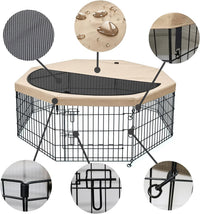 Foldable Metal Dog Exercise Pen/Pet Puppy Playpen Kennels Yard Fence - Tan / 30''H / Playpen+Top Cover - image 2