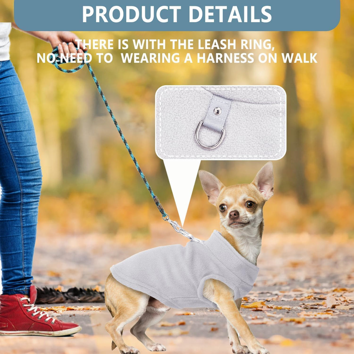 2 Pieces Fleece Dog Sweater Vest Winter Warm Dog Clothes for Small - cyan blue,grey / XX-Large(27-36lbs) - image 3