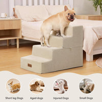 Dog Steps for High Bed, 5-Step Pet Stairs for Small Dogs and Cats – Essentials for Cats - Beige / 4 - image 4
