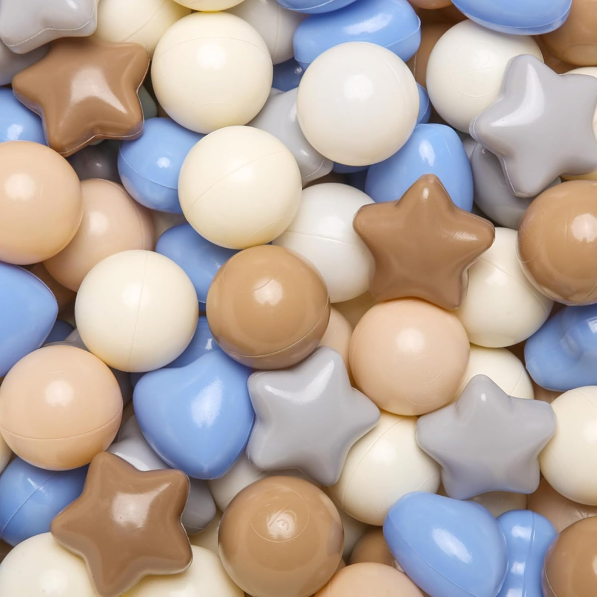 TRENDPLAY ball pit balls in star, heart and round shapes with pastel colors