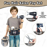 WishaLife kids barber shop pretend play set in black with toolbelt, shaver, scissors and hairdryer - view 4