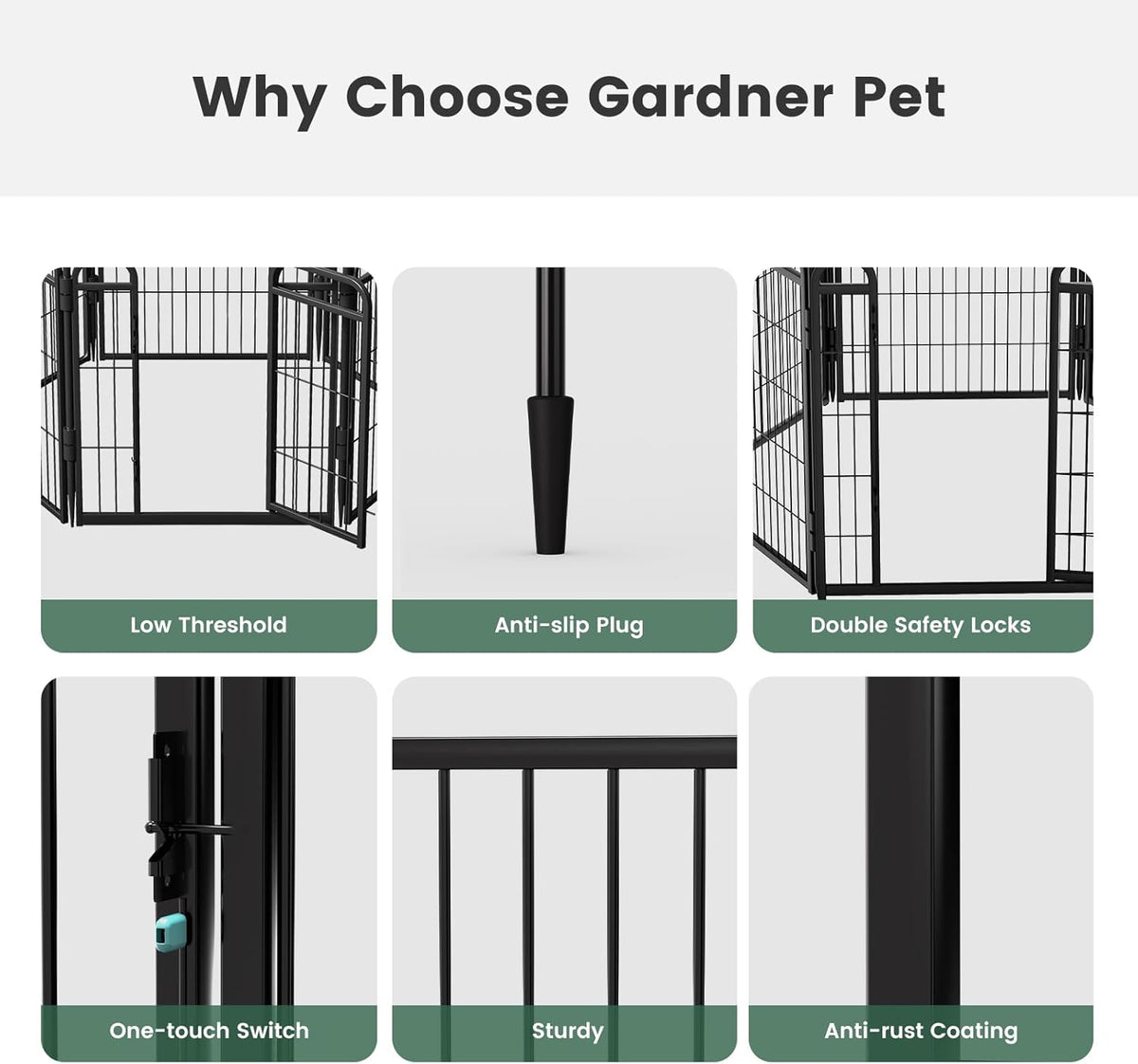 Gardner Pet Dog Playpens, 24" H 16 Panels Dog Pen Outdoor/Indoor Dog Fence Exercise Pen for Small - Black / 2 / 40"H - image 4