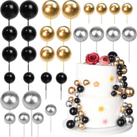 ZHUOWEISM ball cake toppers, 24 mini balloon picks in blue, gold and white - view 3