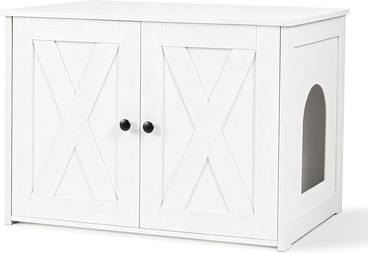 Cat Litter Box Enclosure, Hidden Litter Box Furniture - White