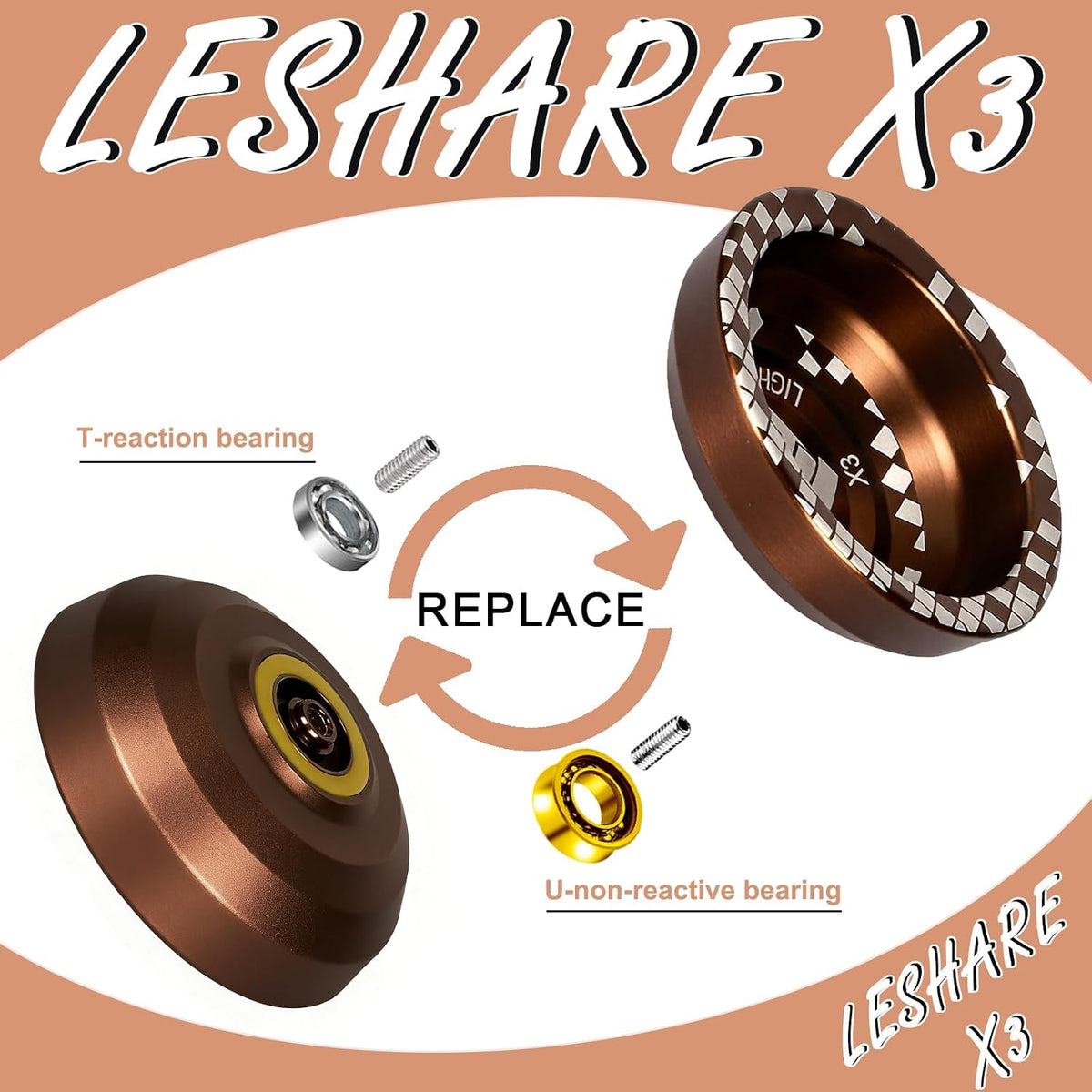 LESHARE X2 Dual-Mode Yoyo for Advanced Players & Teens Beginners – Fun for Kids & Family - Coffee brown - image 3