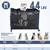 30IN Soft Collapsible Dog Crate w Detachable Wheels, Rolling Travel Dog Crate for Medium Breed Dogs, Portable Dog Kennel with Mesh Windows, Indoor & Outdoor Uses