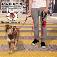 Plutus Pet Rope Dog Leash with Double Handles, Reflective - Red