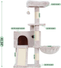 Cat Tree Tower 42'' with Condo, Indoor Scratching Post GCT005SG – Essentials for Cats - Muchroom / 42 inch - image 4