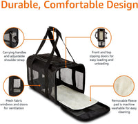 Amazon Basics Airline Approved Soft-Sided Mesh Pet Travel Carrier - 20.0"L x 12.0"W x 12.0"H / Without Wheels - image 3