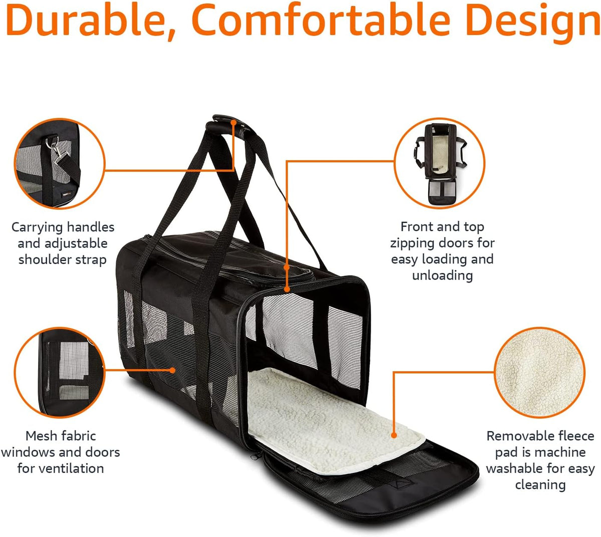 Amazon Basics Airline Approved Soft-Sided Mesh Pet Travel Carrier - 20.0"L x 12.0"W x 12.0"H / Without Wheels - image 3