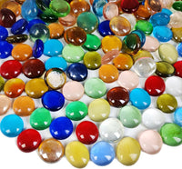HappyFiller 2 Lb Matted Flat Marbles - 8 Colors Mixed / 2 LB