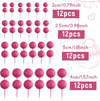 48 Pcs Balls Cake Topper Decorations Balloon Cupcake Toppers Foam - B07-hot Pink - image 2