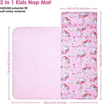 Kids Nap Mat Portable Slumber Bags with Removable Pillow and Blanket - Hope Unicorn - image 2