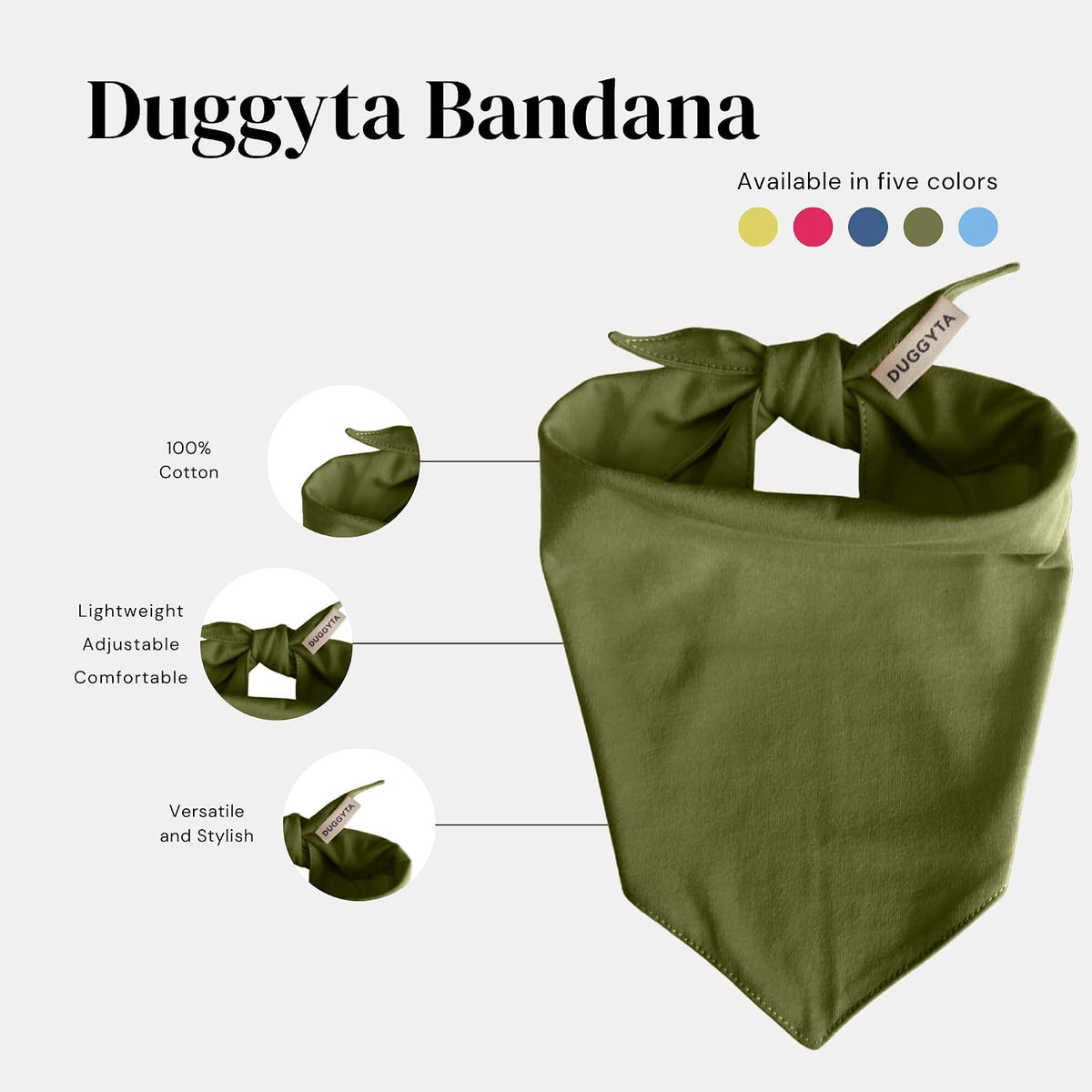 Premium Solid Olive Dog Bandana - Olive / Medium - image 4