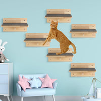 Lenwen 6 Set Cat Wall Shelves, Wood Cat Climbing Step - Classic