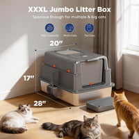 FURTIME Stainless Steel Litter Box with Lid - XXX-Large / Grey - image 2